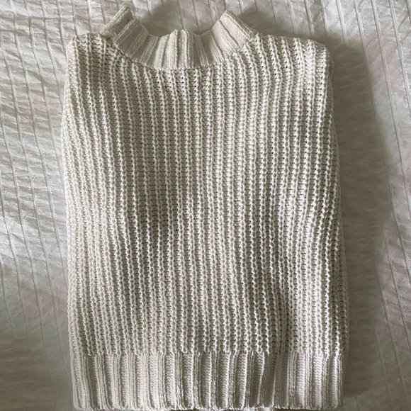 White Mock Neck Chenille Knit Sweater - Picture 3 of 4